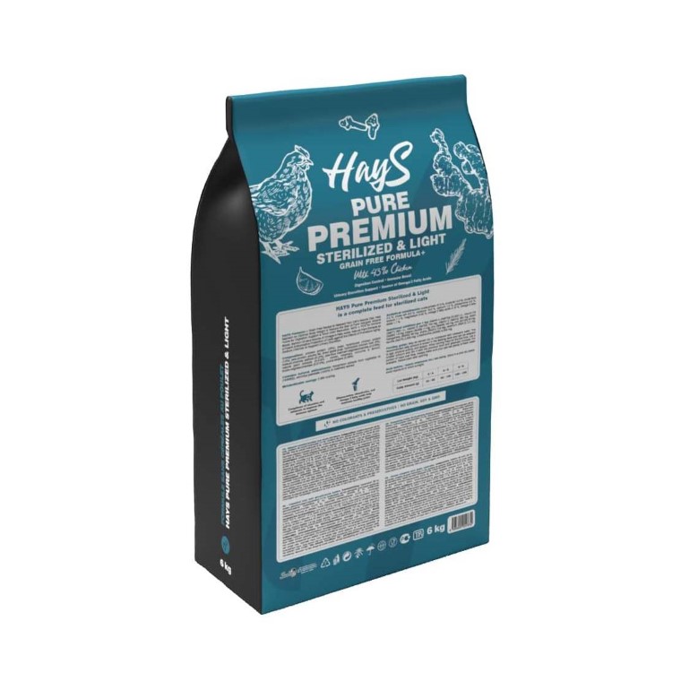 Croquettes Chat Stérilisé – Hays Pure Premium Light au poulet – 6 kg 740327