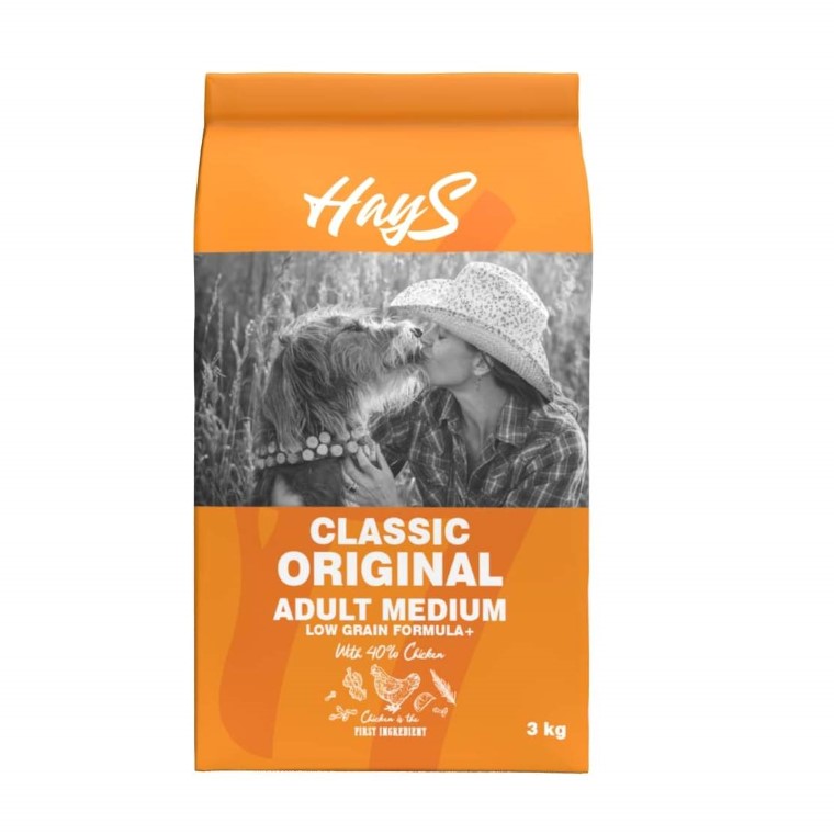 Croquettes Chien Low Grain – Hays Classic Medium Adult au poulet – 3 kg 740336