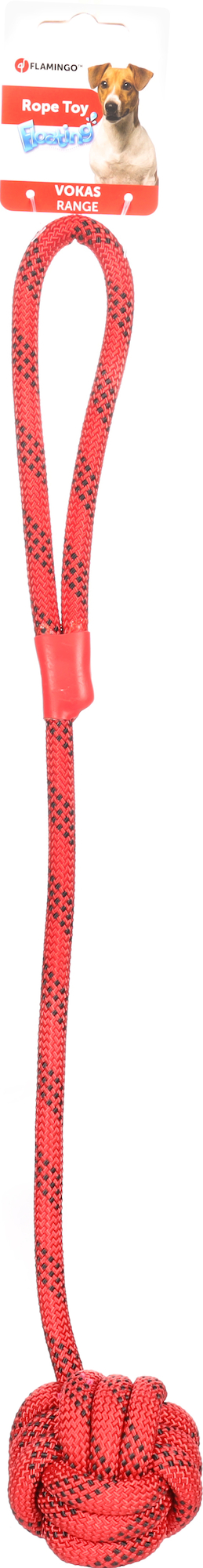 jouet chien - flamingo jouet vokas corde à tirer avec balle rouge et noir - 49 x 8 cm