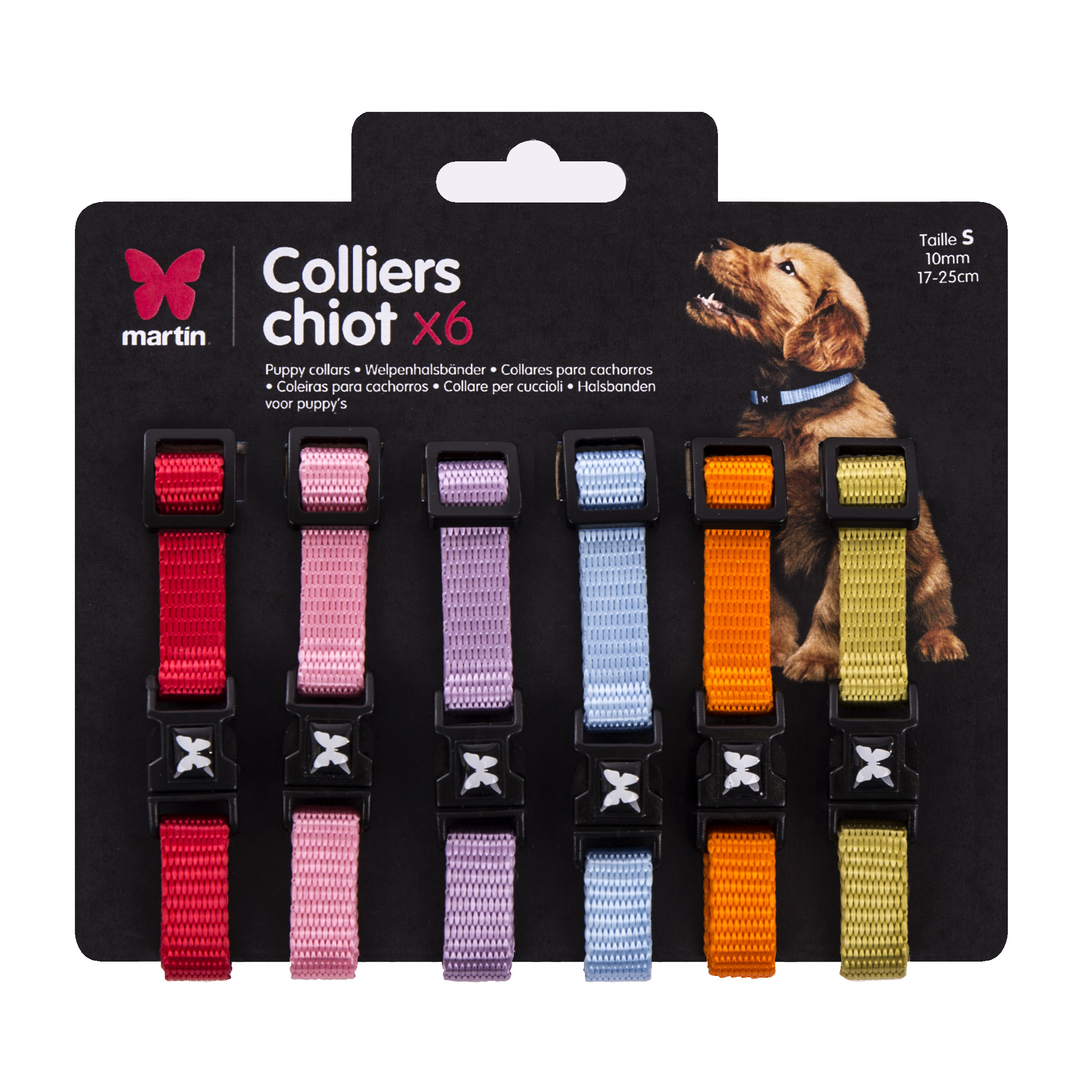 collier chien – martin sellier pack 6 colliers chiot – 17 à 25 cm