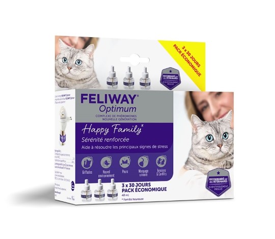 Feliway Optimum - Recharge 48 ml (Pack de 3)  Hygiène et Soins chats -  Médor et Compagnie®
