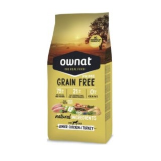 Croquettes Chiot - Ownat Grain Free Prime Junior sans céréales Dinde & Poulet 12kg 988923