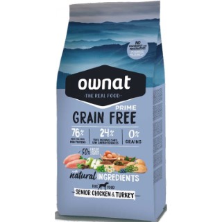 Croquettes Chien - Ownat Grain Free Prime Senior sans céréales Dinde & Poulet -12kg 988924