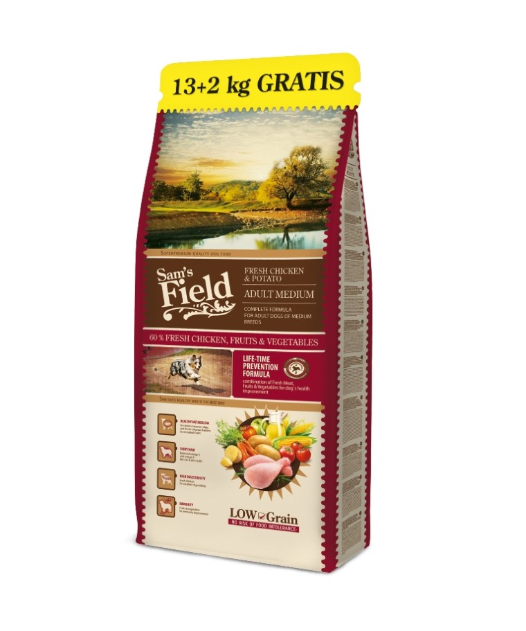 Croquettes Chien Low Grain – Sam’s Field Adult Medium Poulet et Pommes de terre – 15 kg 917209
