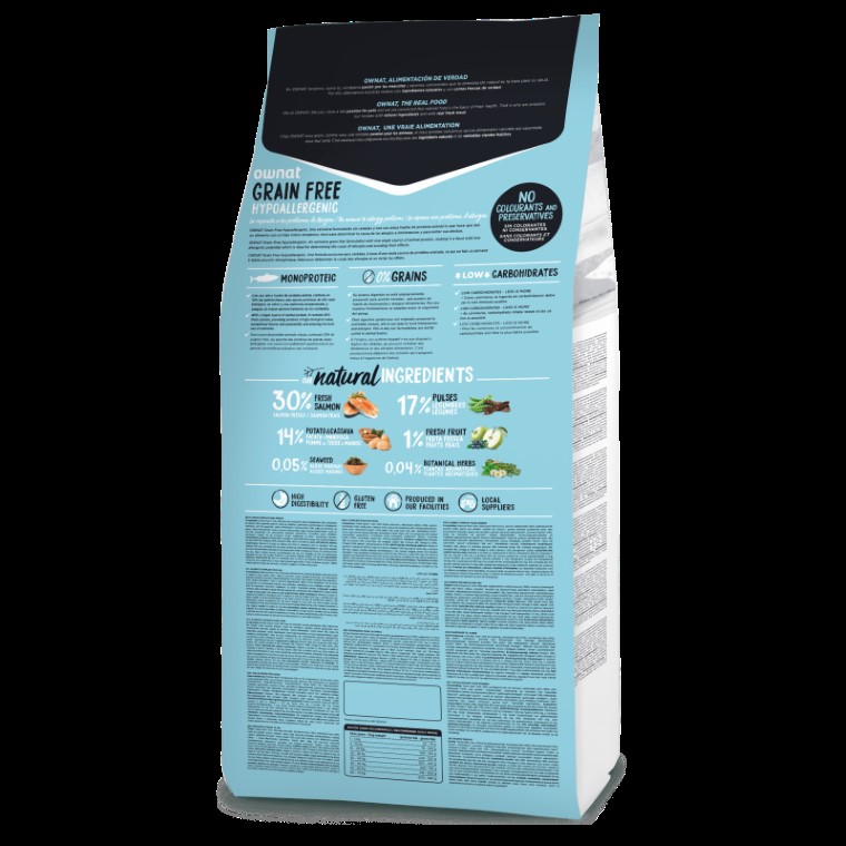 Croquettes Chien - Ownat Grain Free Hypoallergenic Adulte sans céréales Saumon - 12kg 988926