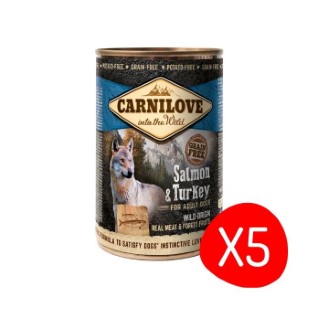 Boîte Chien - Carnilove Wild Meat Saumon & Dinde - Lot de 5 x 400 g L200165