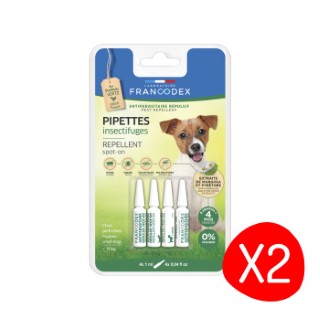 Soin Chien – Francodex Pipettes insectifuges petit chien – Lot de 2 X 4 pipettes L200379