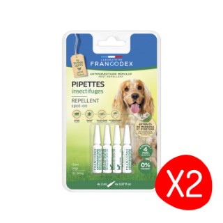 Soin Chien – Francodex Pipettes insectifuges chien – Lot de 2 X 4 pipettes L200380