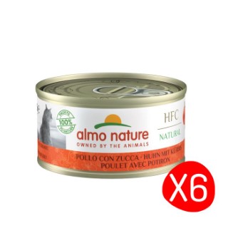Boîte Chat – Almo Nature HFC Natural Poulet avec Potiron - 6 X 70 gr L200451