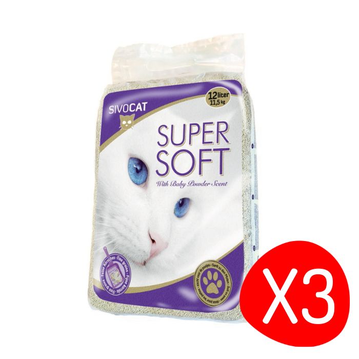 Hygiène Chat – Sivocat Litière Super Soft – 12 L - 11,5kg - Lot de 3 L200338