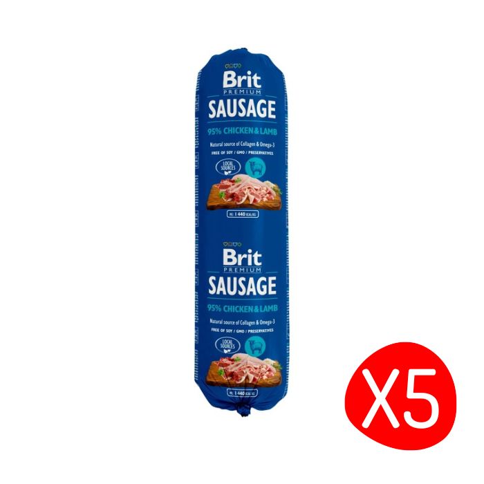 Friandises Chien – Brit Saucisse de poulet et d’agneau – Lot de 5 x 800 gr L200413
